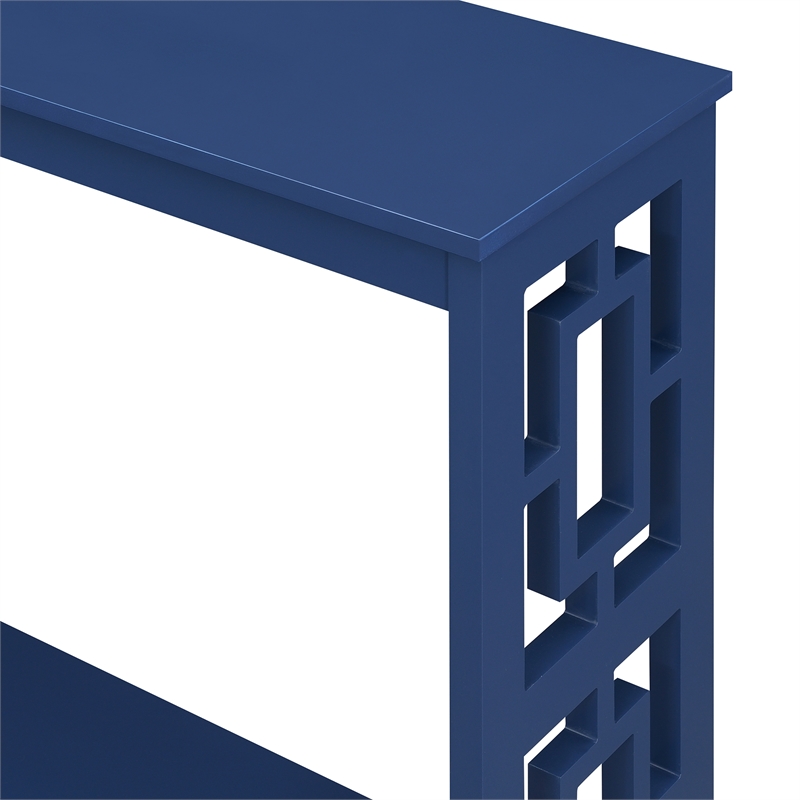 Pemberly Row Modern Console Table with Shelf in Cobalt Blue Wood