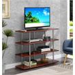 Pemberly Row Modern / Contemporary Four-Tier TV Stand in Cherry Wood