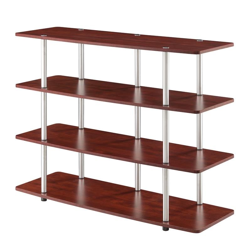 Pemberly Row Modern / Contemporary Four-Tier TV Stand in Cherry Wood