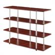Pemberly Row Modern / Contemporary Four-Tier TV Stand in Cherry Wood