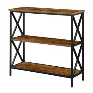 Pemberly Row Modern Three-Tier Bookcase in Nutmeg Wood Finish
