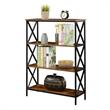 Pemberly Row Modern Four-Tier Bookcase in Nutmeg Wood Finish
