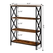 Pemberly Row Modern Four-Tier Bookcase in Nutmeg Wood Finish