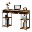 Pemberly Row No-Tools Student Desk with Shelves in Nutmeg Wood Finish