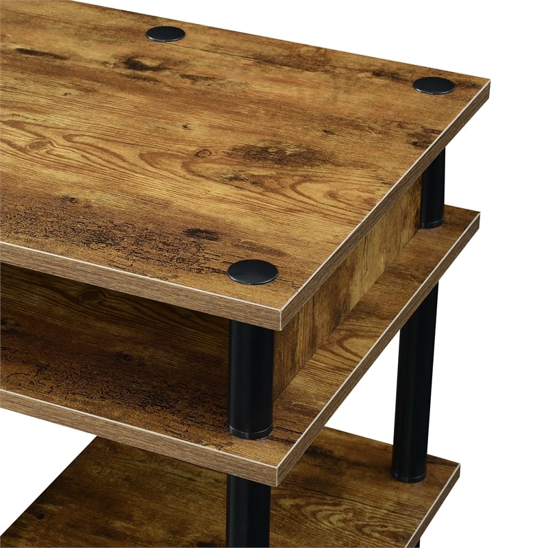 Pemberly Row No-Tools Student Desk with Shelves in Nutmeg Wood Finish