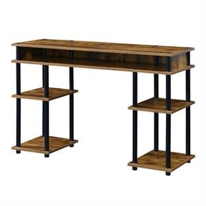 Pemberly Row No-Tools Student Desk with Shelves in Nutmeg Wood Finish