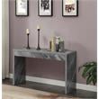 Pemberly Row Hall Console Table/Desk in Gray Faux Marble Wood