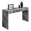 Pemberly Row Hall Console Table/Desk in Gray Faux Marble Wood