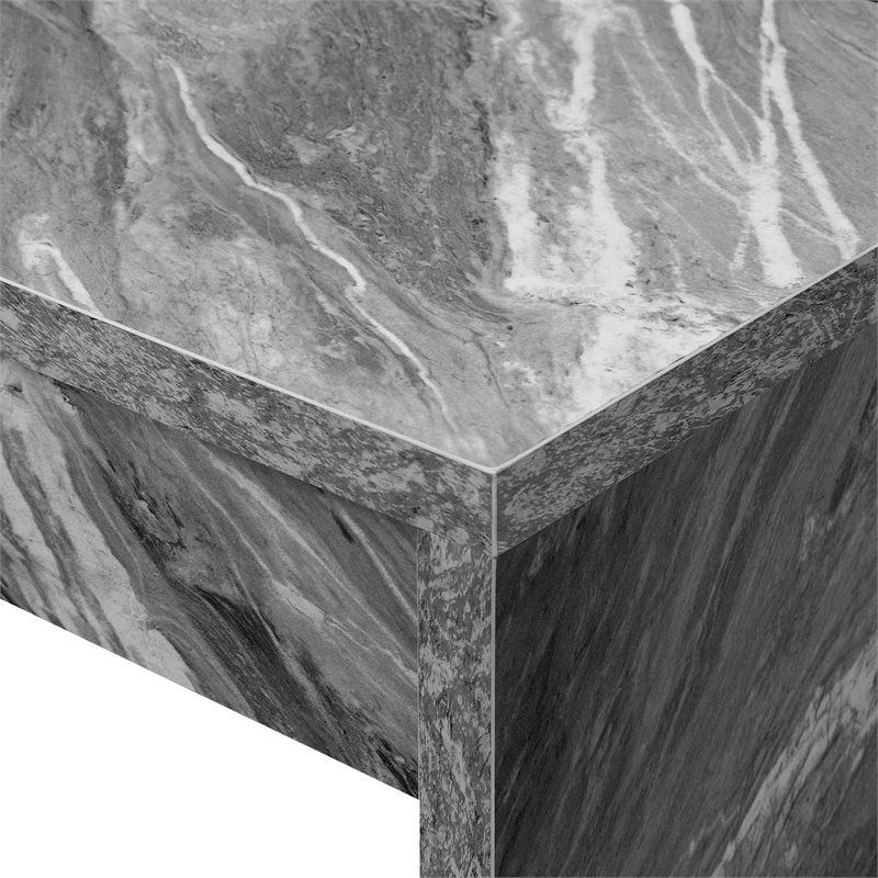 Pemberly Row Hall Console Table/Desk in Gray Faux Marble Wood