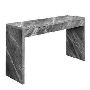 Pemberly Row Hall Console Table/Desk in Gray Faux Marble Wood