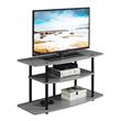 Pemberly Row Modern Three-Tier Wide TV Stand in Gray Wood Finish
