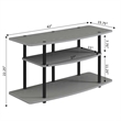 Pemberly Row Modern Three-Tier Wide TV Stand in Gray Wood Finish