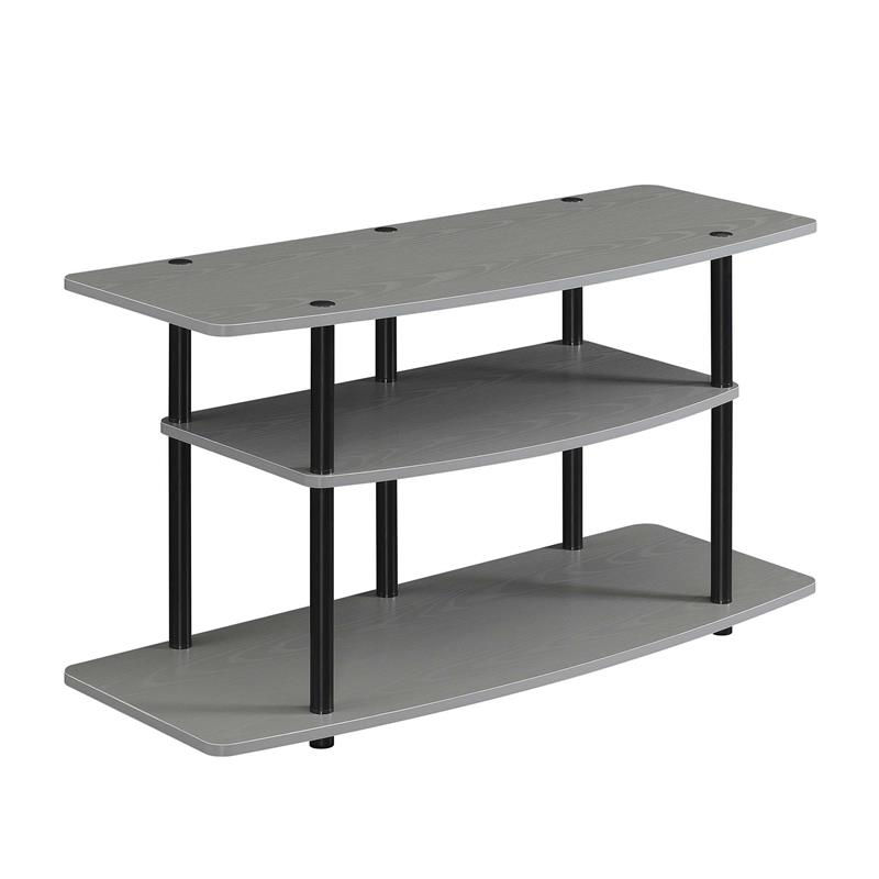 Pemberly Row Modern Three-Tier Wide TV Stand in Gray Wood Finish