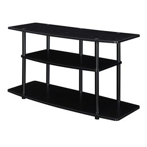 Pemberly Row Modern Three-Tier Wide TV Stand in Black Wood Finish