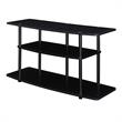 Pemberly Row Modern Three-Tier Wide TV Stand in Black Wood Finish