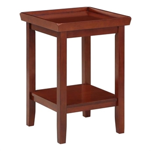 Pemberly Row Modern End Table with Shelf in Mahogany Wood Finish