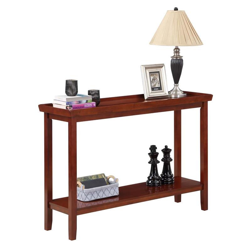 Pemberly Row Console Table with Shelf in Mahogany Wood Finish