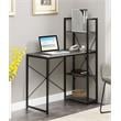 Pemberly Row Modern Office Workstation with Shelves in Gray Wood