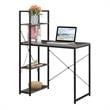 Pemberly Row Modern Office Workstation with Shelves in Gray Wood