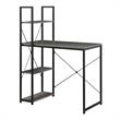Pemberly Row Modern Office Workstation with Shelves in Gray Wood