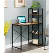 Pemberly Row Modern Office Workstation with Shelves in Nutmeg Wood