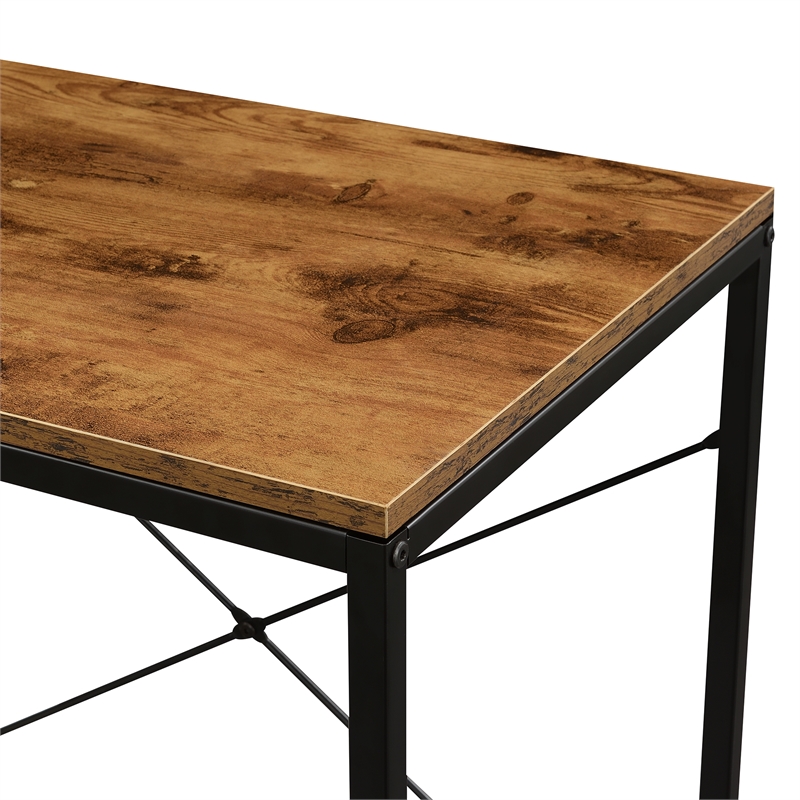 Pemberly Row Modern Office Workstation with Shelves in Nutmeg Wood