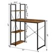 Pemberly Row Modern Office Workstation with Shelves in Nutmeg Wood