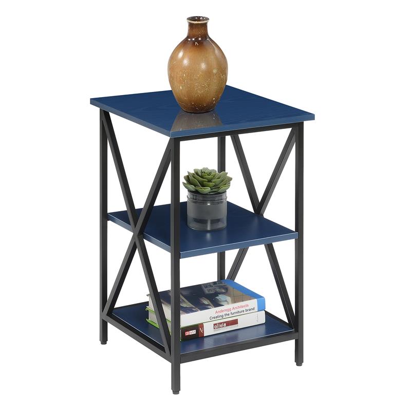 Pemberly Row End Table with Shelves in Cobalt Blue Wood Finish