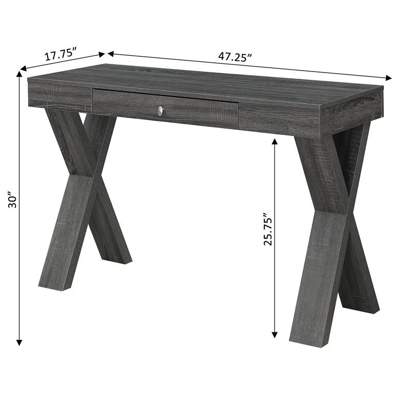Pemberly Row Contemporary One-Drawer Desk in Gray Wood Finish