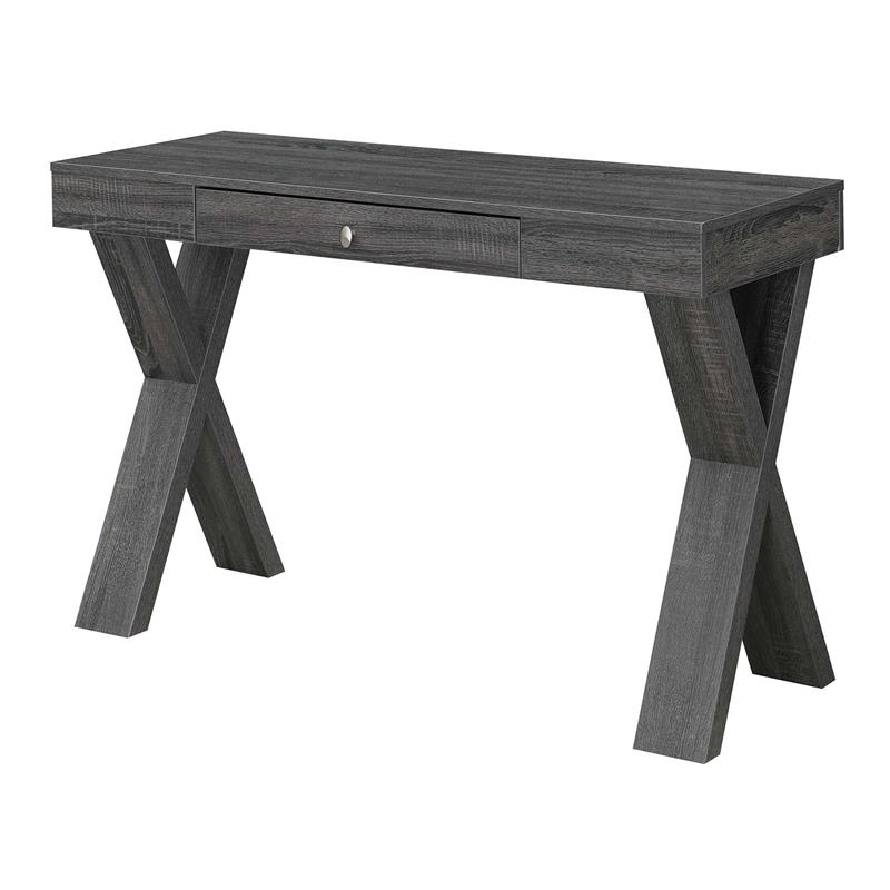 Pemberly Row Contemporary One-Drawer Desk in Gray Wood Finish