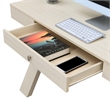 Pemberly Row Contemporary One-Drawer Desk in Ivory Wood Finish