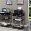 Pemberly Row No-Tools Printer Stand with Shelves in Black Wood Finish