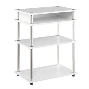 Pemberly Row No-Tools Printer Stand with Shelves in White Wood Finish