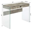 Pemberly Row One-Drawer Glass 36-inch Desk in Gray Wood Finish