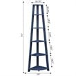Pemberly Row Contemporary 5-Tier Corner Bookshelf in Blue Wood