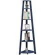 Pemberly Row Contemporary 5-Tier Corner Bookshelf in Blue Wood