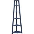 Pemberly Row Contemporary 5-Tier Corner Bookshelf in Blue Wood