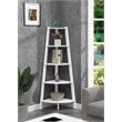 Pemberly Row Modern 5-Tier Wide Corner Bookcase in White Wood