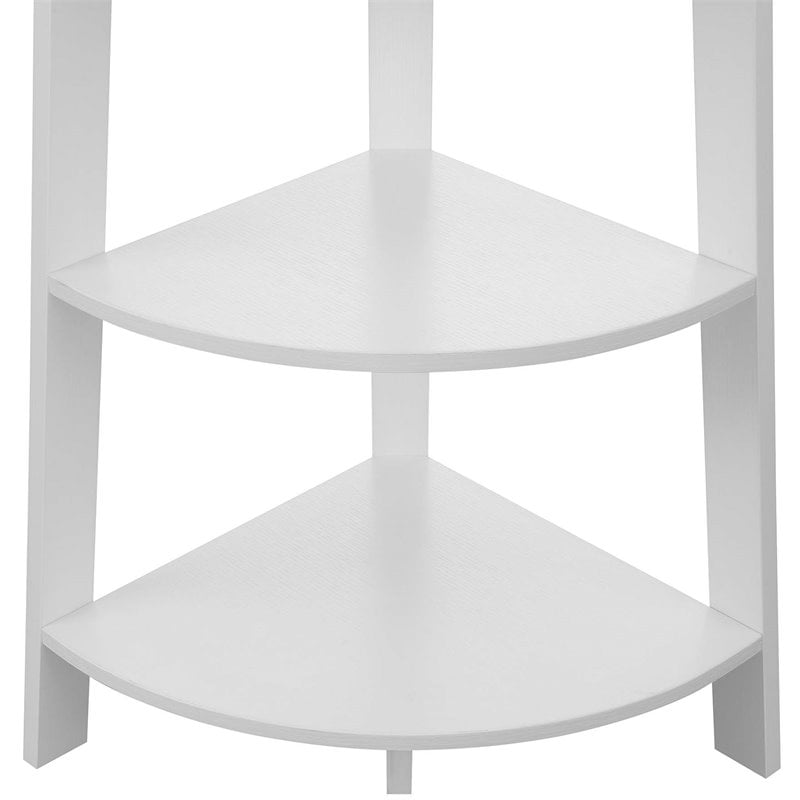 Pemberly Row Modern 5-Tier Wide Corner Bookcase in White Wood