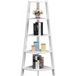 Pemberly Row Modern 5-Tier Wide Corner Bookcase in White Wood