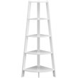 Pemberly Row Modern 5-Tier Wide Corner Bookcase in White Wood