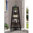 Pemberly Row Modern 5-Tier Wide Corner Bookcase in Black Wood