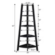 Pemberly Row Modern 5-Tier Wide Corner Bookcase in Black Wood
