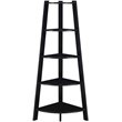 Pemberly Row Modern 5-Tier Wide Corner Bookcase in Black Wood