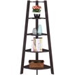 Pemberly Row Modern 5-Tier Wide Corner Bookcase in Espresso Wood