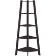 Pemberly Row Modern 5-Tier Wide Corner Bookcase in Espresso Wood