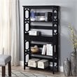Pemberly Row Modern 5-Tier Bookcase with Drawer in Black Wood