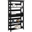 Pemberly Row Modern 5-Tier Bookcase with Drawer in Black Wood