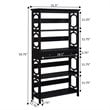 Pemberly Row Modern 5-Tier Bookcase with Drawer in Black Wood