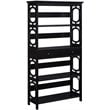 Pemberly Row Modern 5-Tier Bookcase with Drawer in Black Wood